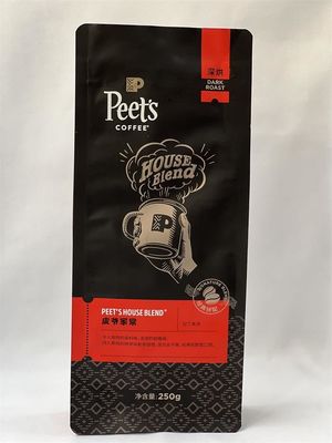 Le fond plat de Mylar de sac de café de poche de boîte refermable se lèvent pour le grain de café torréfié
