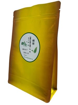 Sac d'emballage à fermeture à glissière re-fermable avec une surface dorée