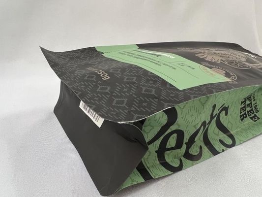 Sac de café en papier kraft d'impression mate à fond carré avec valve