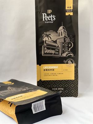 Poche faite sur commande d'emballage de café d'emballage de logo 120 microns avec la valve