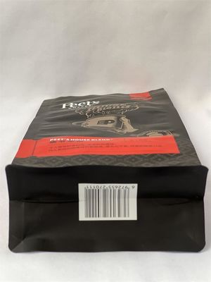 Le fond plat de Mylar de sac de café de poche de boîte refermable se lèvent pour le grain de café torréfié
