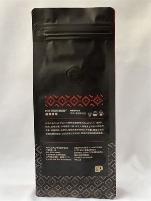 Le fond plat de Mylar de sac de café de poche de boîte refermable se lèvent pour le grain de café torréfié