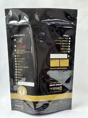 Sacs de café rescellables de sachets de café écologiques noirs d'OIN avec la valve