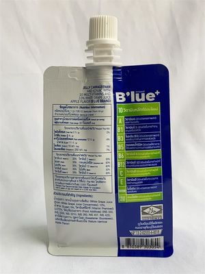 Le fond de quadruple a jailli tiennent l'emballage imprimé par coutume de poche de boisson de poches de barrière