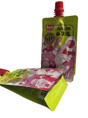 258g a imprimé la stérilisation Juice Packaging Pouch de poche de bec de fond plat de cornue