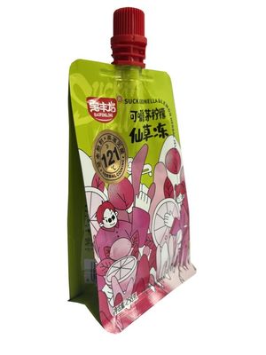 258g a imprimé la stérilisation Juice Packaging Pouch de poche de bec de fond plat de cornue
