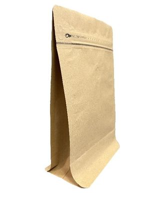 Poche d'emballage de papier kraft pour le café, étanchéité thermique, fond plat avec vanne