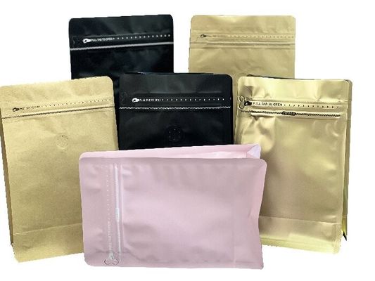 OEM Sacs à café à fond plat avec excellent affichage Ziplock à sens unique 100g-1kg