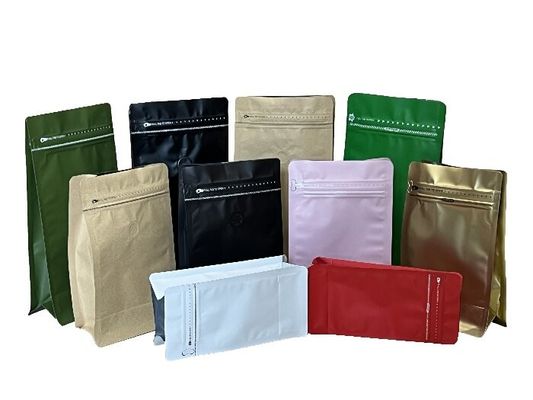 OEM Sacs à café à fond plat avec excellent affichage Ziplock à sens unique 100g-1kg
