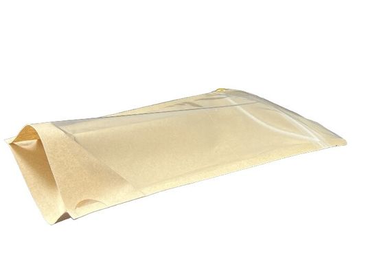 Sacoche d'emballage en papier kraft personnalisable avec fermeture à glissière et fenêtre
