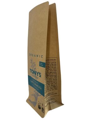 Sacoche d'emballage de café en papier industriel imprimé à fond plat