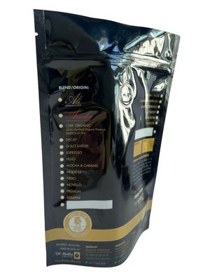 Sac d'emballage de café imprimé sur mesure avec fermeture à glissière et soupape